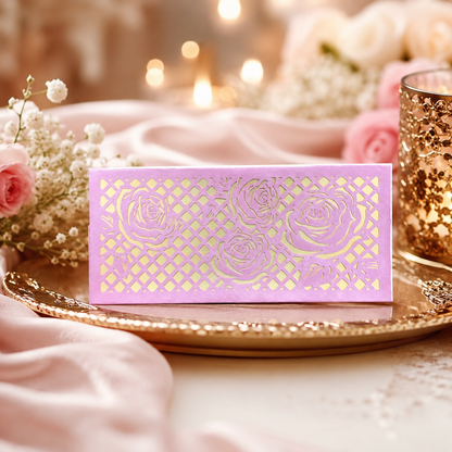 Premium Pink And Gold {Colour} Laser Cut Money Envelopes Pack of 10 – Premium Shagun Lifafa, Cash Gift Envelope & Wedding Money Cover by IZELS