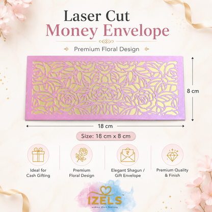 Premium Pink  And Golden Laser Cut Shagun Lifafa – Designer Wedding Money Envelopes India | IZELS| PACK OF 10