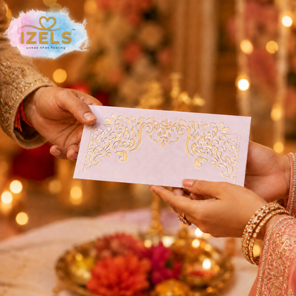 Premium Beige & Gold Laser Cut Money Envelopes Pack of 10 – Premium Shagun Lifafa, Cash Gift Envelope & Wedding Money Cover by IZELS