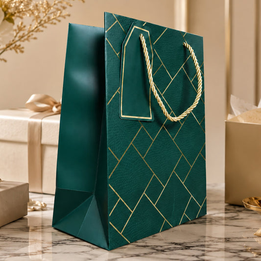 IZELS Premium Luxury Paper Gift Bags-Dark Green
