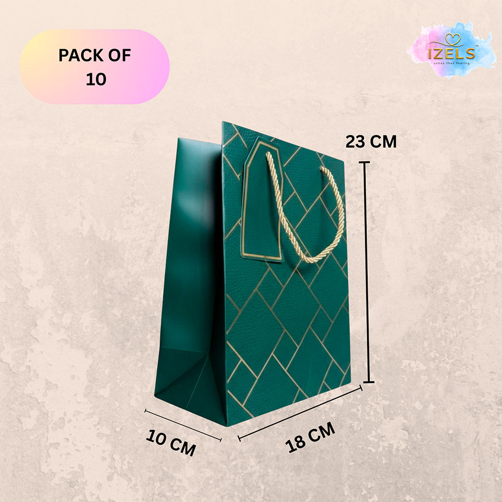 IZELS Premium Luxury Paper Gift Bags-Dark Green