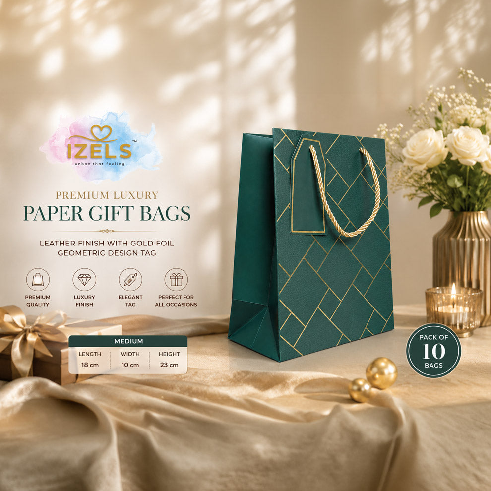 IZELS Premium Luxury Paper Gift Bags-Dark Green