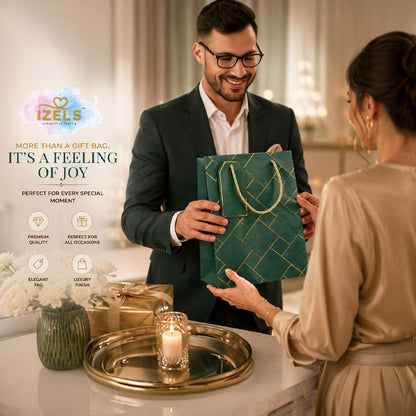 IZELS Premium Luxury Paper Gift Bags-Dark Green