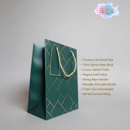 IZELS Premium Luxury Paper Gift Bags-Dark Green