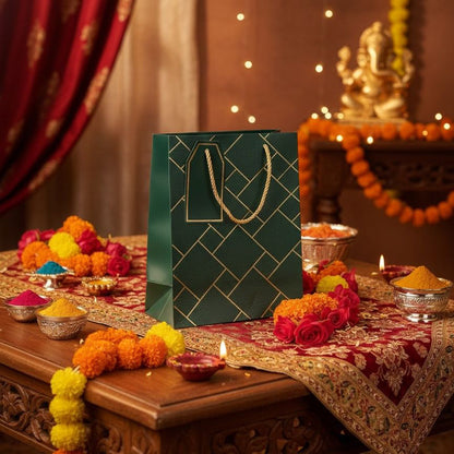 IZELS Premium Luxury Paper Gift Bags-Dark Green