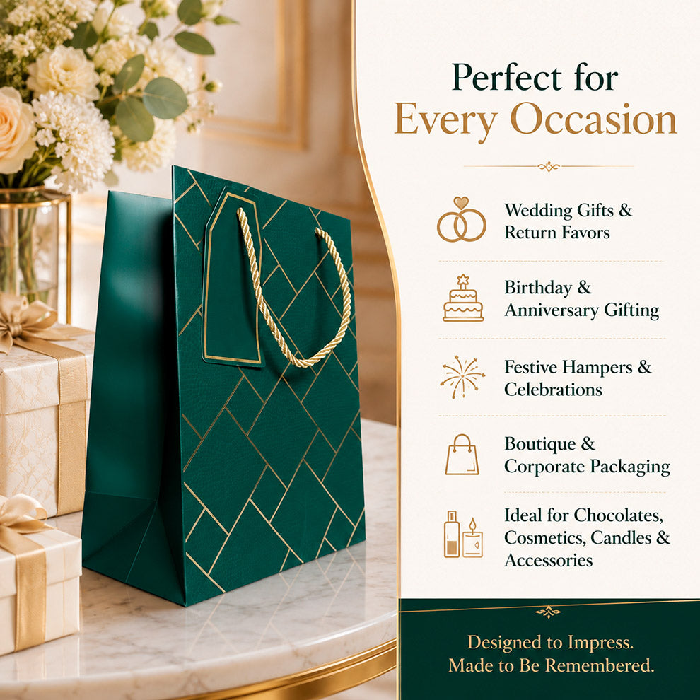 IZELS Premium Luxury Paper Gift Bags-Dark Green
