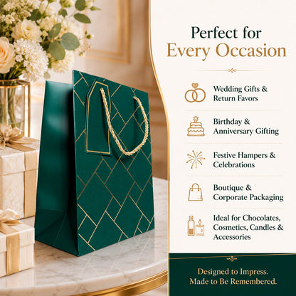 IZELS Premium Luxury Paper Gift Bags-Dark Green