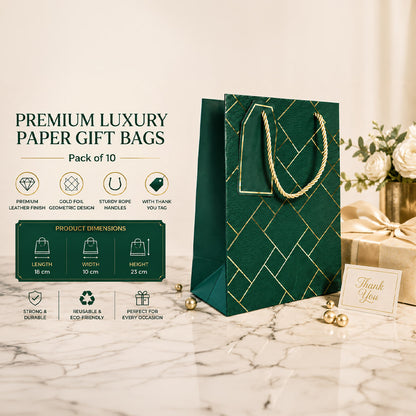 IZELS Premium Luxury Paper Gift Bags-Dark Green