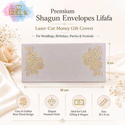 WHITE & GOLD Laser Cut Money Envelopes Pack of 10 – Premium Shagun Lifafa, Cash Gift Envelope & Wedding Money Cover by IZELS
