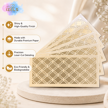 PEACH & GOLD Laser Cut Money Envelopes Pack of 10 | Premium Shagun Lifafa for Wedding, Diwali,  Cash Gift & Festive Gifting - IZELS
