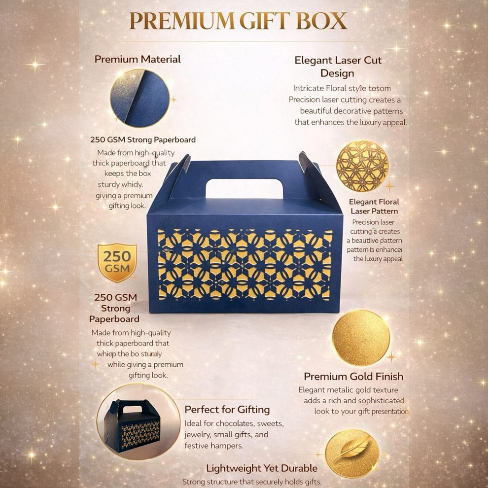 Laser Cut Gift Boxes with Handle - Geometric Design
