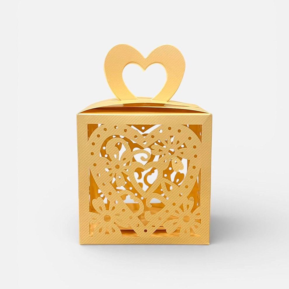 Laser Cut Gift Boxes with Handle - Heart Design