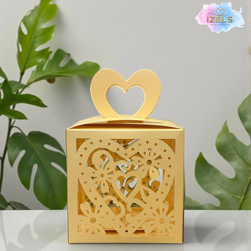 Laser Cut Gift Boxes with Handle - Heart Design