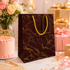 Premium BROWN Glitter Gift Bag 23×18×10 cm | Metallic Paper Gift Bag with Gold Foiling Design, Rope Handle & Tag | Reusable Luxury Gift Bag for Birthday, Wedding, Anniversary & Festive Gifting (Copy)