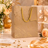Premium PEACH Metallic Gift Bag 23×18×10 cm | Luxury Paper Gift Bag with Gold Foiling Marble Design, Rope Handle & Gift Tag | Reusable Gift Packaging for Birthday, Wedding, Anniversary, Return Gift, Baby Shower, Corporate & Festive Gifting