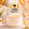 Personalised Photo Birthday Cake Topper – Transparent & Golden Mirror Acrylic