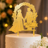 Personalised Wedding Cake Topper with Couple Names | Golden Mirror Acrylic Bride Groom Topper – IZELS