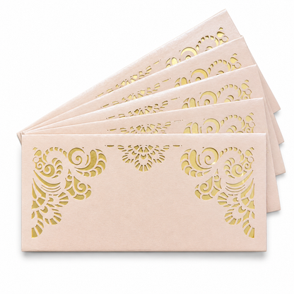 Premium Beige & Gold Laser Cut Money Envelopes Pack of 10 – Premium Shagun Lifafa, Cash Gift Envelope & Wedding Money Cover by IZELS
