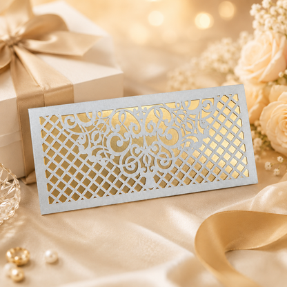 Premium BLUE AND GOLD Laser Cut Money Envelopes Pack of 10 – Premium Shagun Lifafa, Cash Gift Envelope & Wedding Money Cover by IZELS
