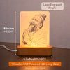 Premanand Maharaj Ji LED Acrylic Lamp with Wooden Base – Warm White Spiritual Night Light for Home Temple, Bedroom & Meditation Corner
