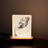 Premanand Maharaj Ji LED Acrylic Lamp with Wooden Base – Warm White Spiritual Night Light for Home Temple, Bedroom & Meditation Corner