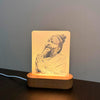 Premanand Maharaj Ji LED Acrylic Lamp with Wooden Base – Warm White Spiritual Night Light for Home Temple, Bedroom & Meditation Corner