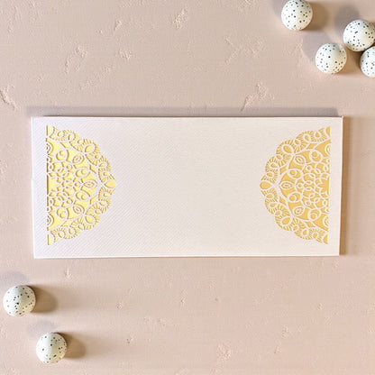 Shagun Lifafa - Grey & Golden Floral design (10 Pcs)