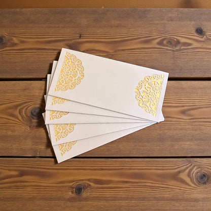 Shagun Lifafa - Grey & Golden Floral design (10 Pcs)