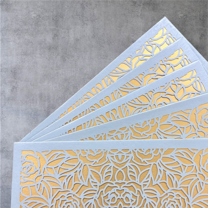 Premium BABY BLUE & GOLD Laser Cut Money Envelopes Pack of 10 – Premium Shagun Lifafa, Cash Gift Envelope & Wedding Money Cover by IZELS