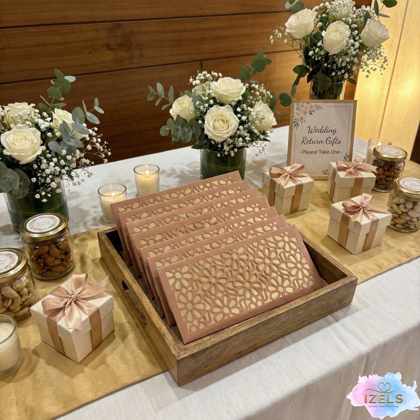 Shagun Lifafa - Copper & Golden Floral design (10 Pcs)