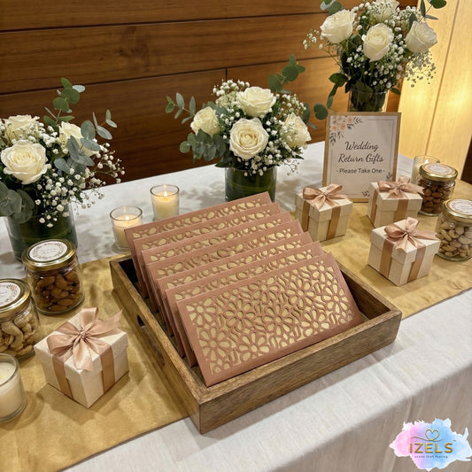 Shagun Lifafa - Copper & Golden Floral design (10 Pcs)