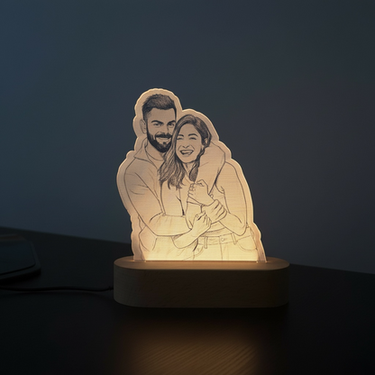 Lamp with Customized Photos - Wooden Frame