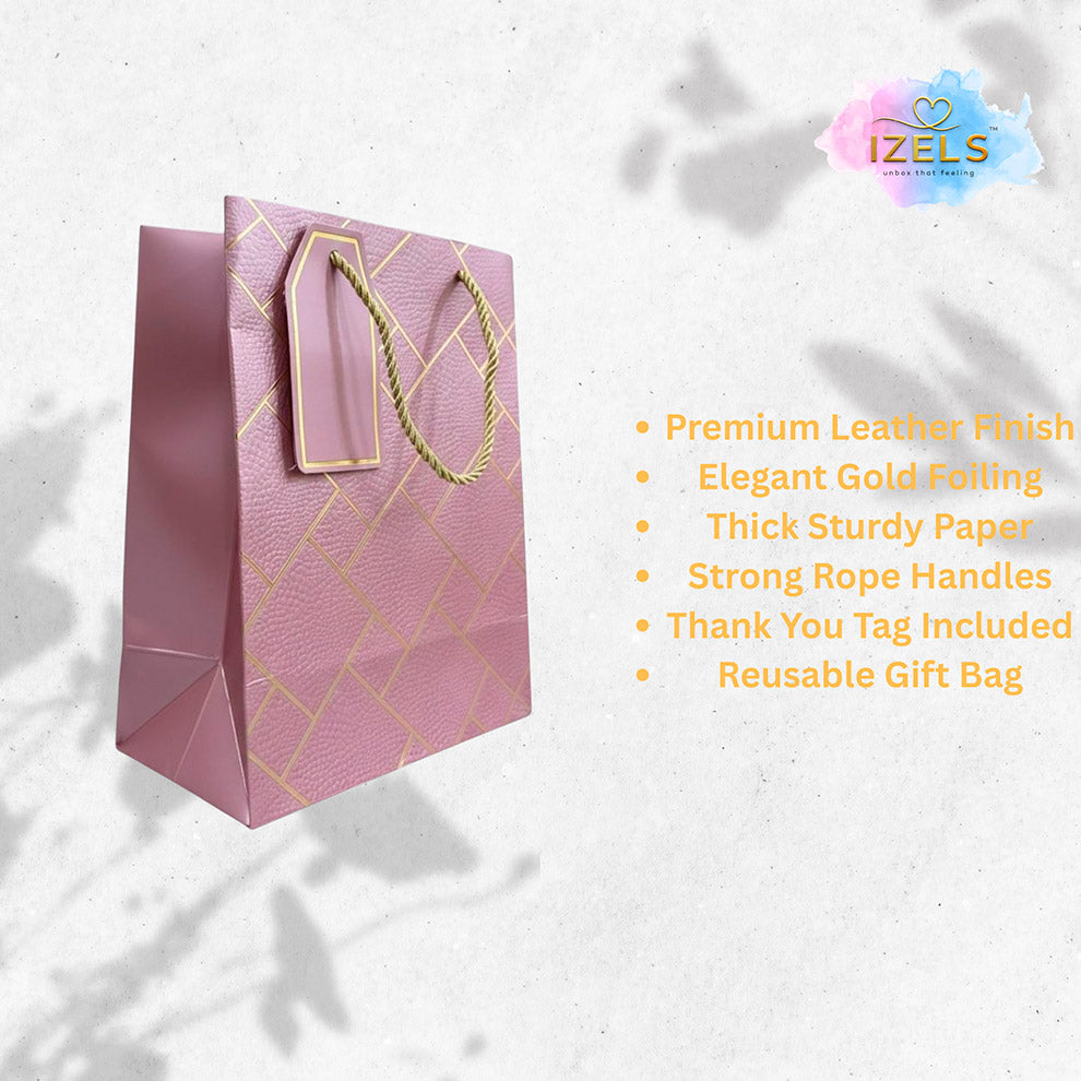 IZELS Premium Luxury Paper Gift Bags-Pink