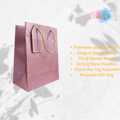 IZELS Premium Luxury Paper Gift Bags-Pink