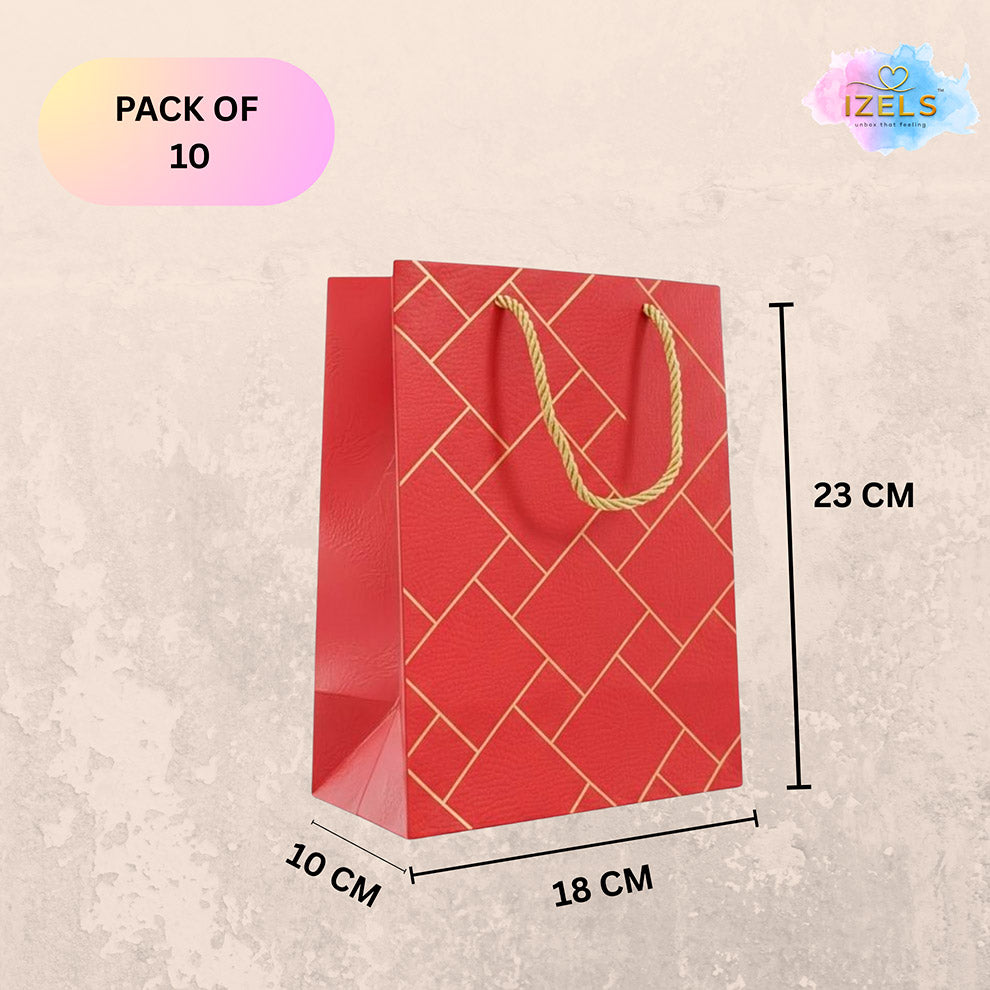 IZELS Premium Luxury Paper Gift Bags-Red