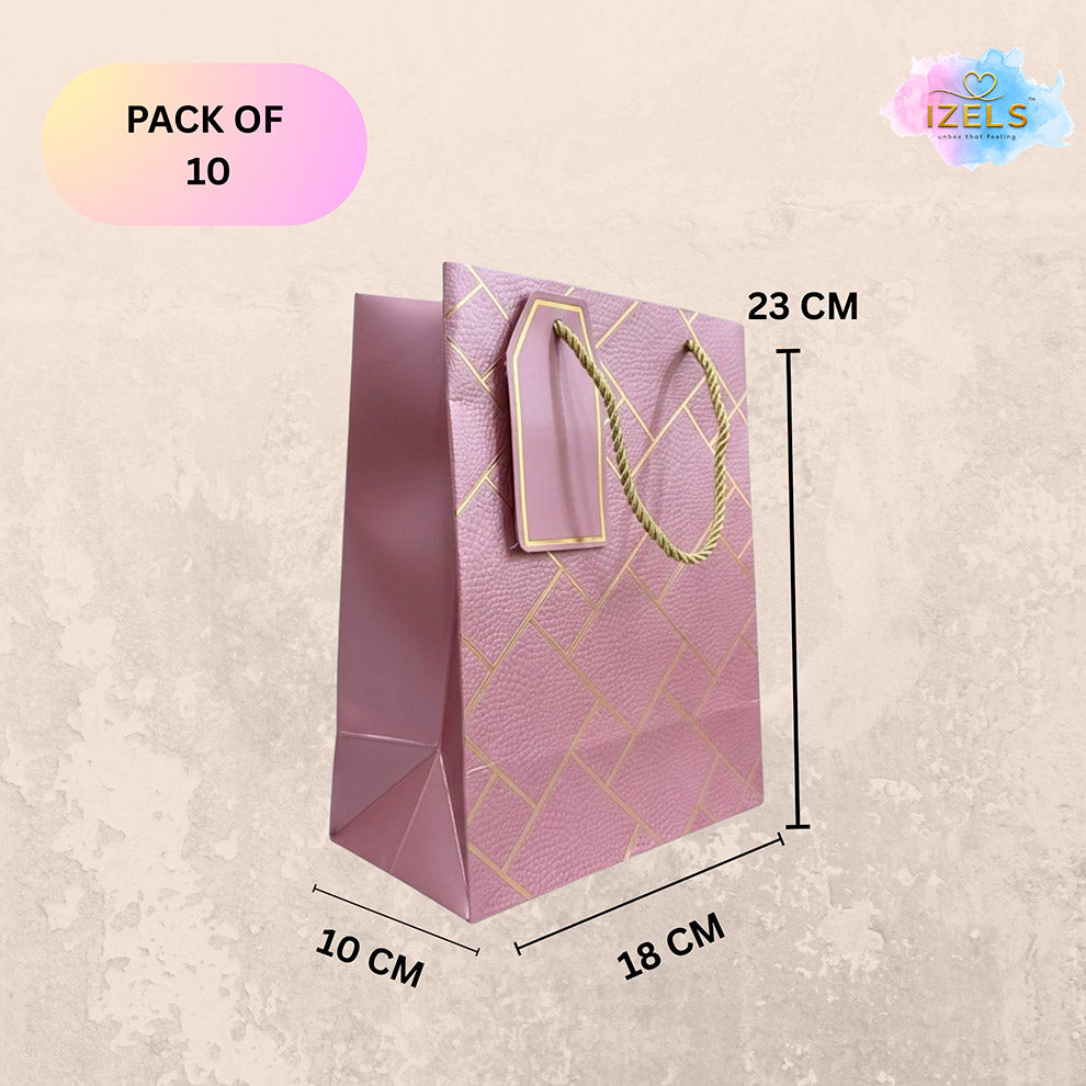 IZELS Premium Luxury Paper Gift Bags-Pink