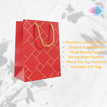 IZELS Premium Luxury Paper Gift Bags-Red