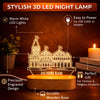 Jai Shri Ram 3D LED Acrylic Night Lamp with Wooden Base – Ram Mandir Spiritual Lamp for Home Temple, Pooja Room & Religious Gift