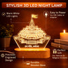 Ram Mandir Ayodhya 3D LED Acrylic Night Lamp with Wooden Base – Warm White Spiritual Lamp for Home Temple, Pooja Room & Religious Gift