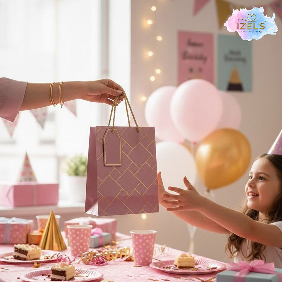 IZELS Premium Luxury Paper Gift Bags-Pink