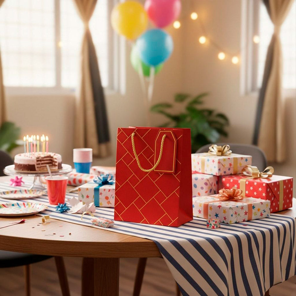 IZELS Premium Luxury Paper Gift Bags-Red