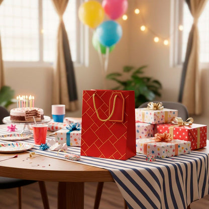 IZELS Premium Luxury Paper Gift Bags-Red