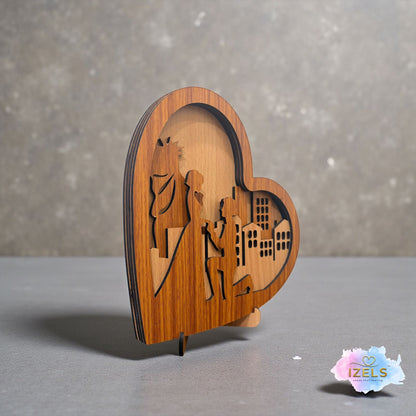 Wooden Heart Silhouette Table Décor - 1