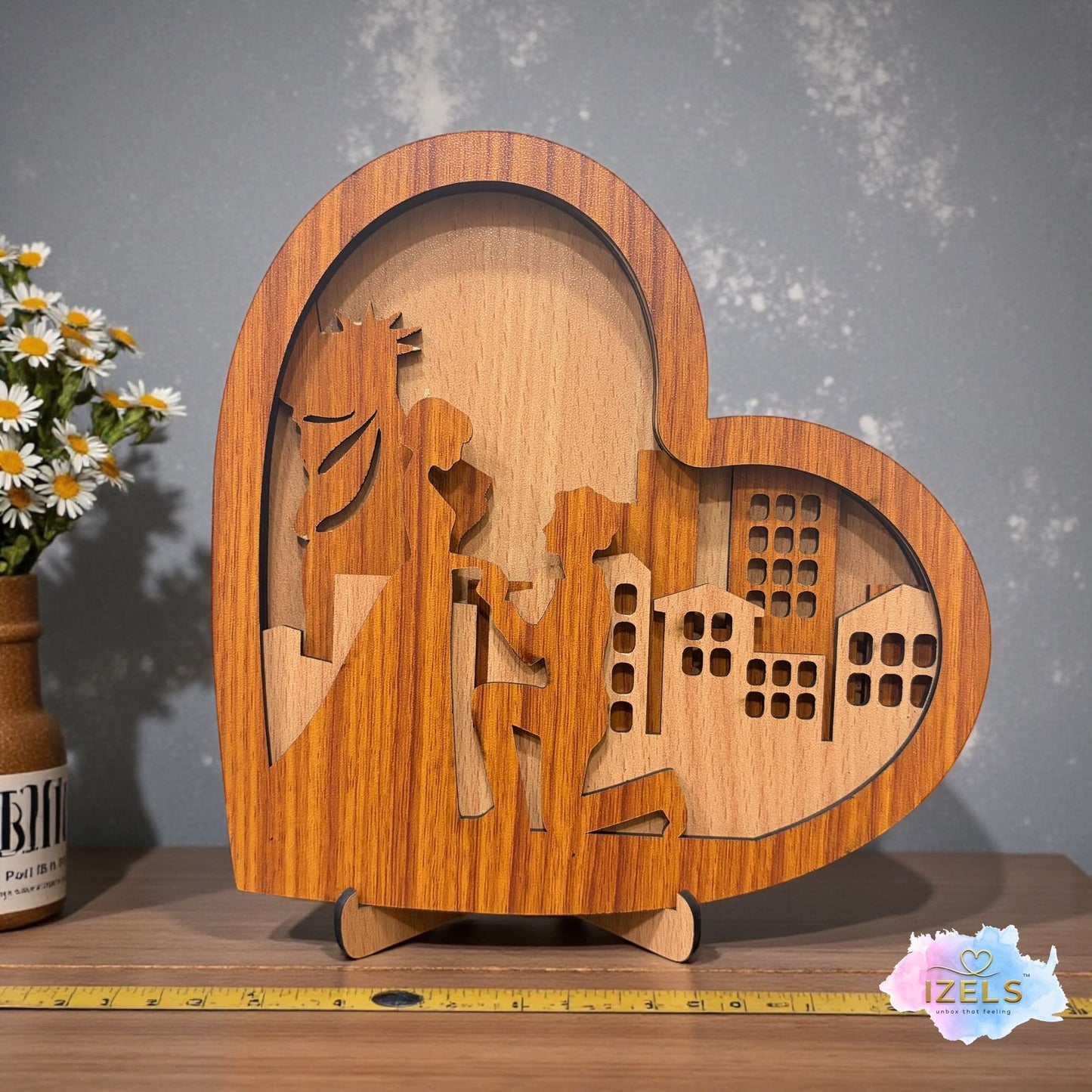Wooden Heart Silhouette Table Décor - 1