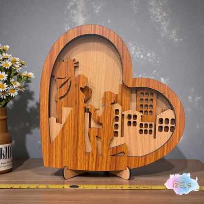 Wooden Heart Silhouette Table Décor - 1