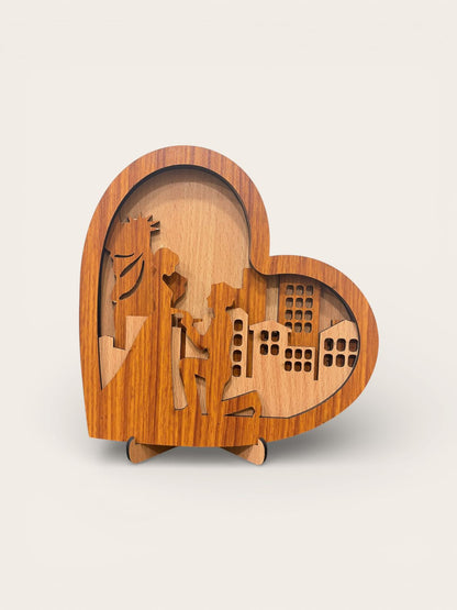 Wooden Heart Silhouette Table Décor - 1