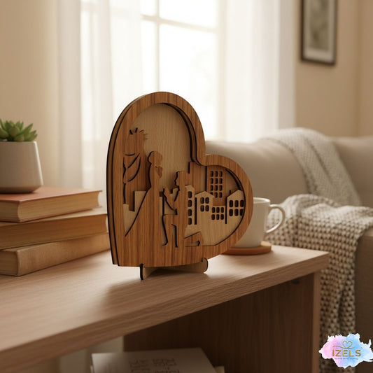 Wooden Heart Silhouette Table Décor - 1