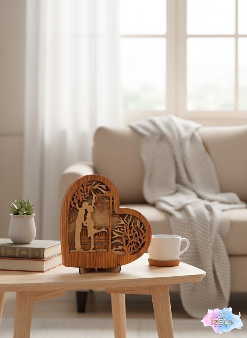 Wooden Heart Silhouette Table Décor - 2