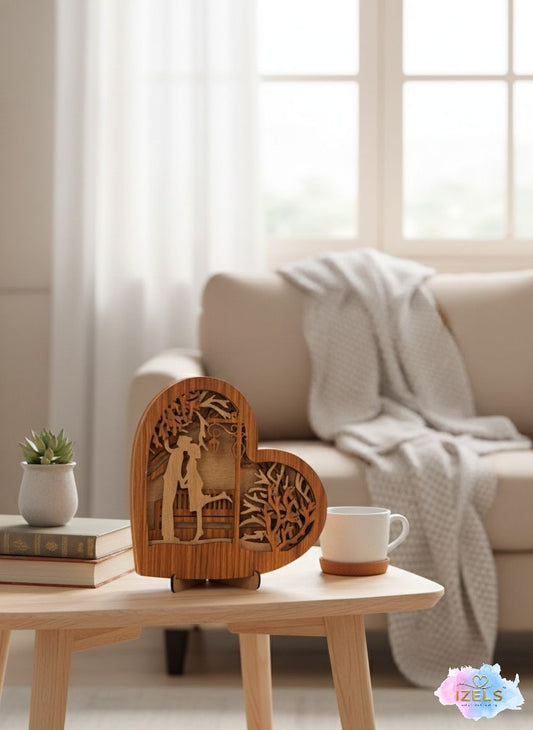 Wooden Heart Silhouette Table Décor - 2