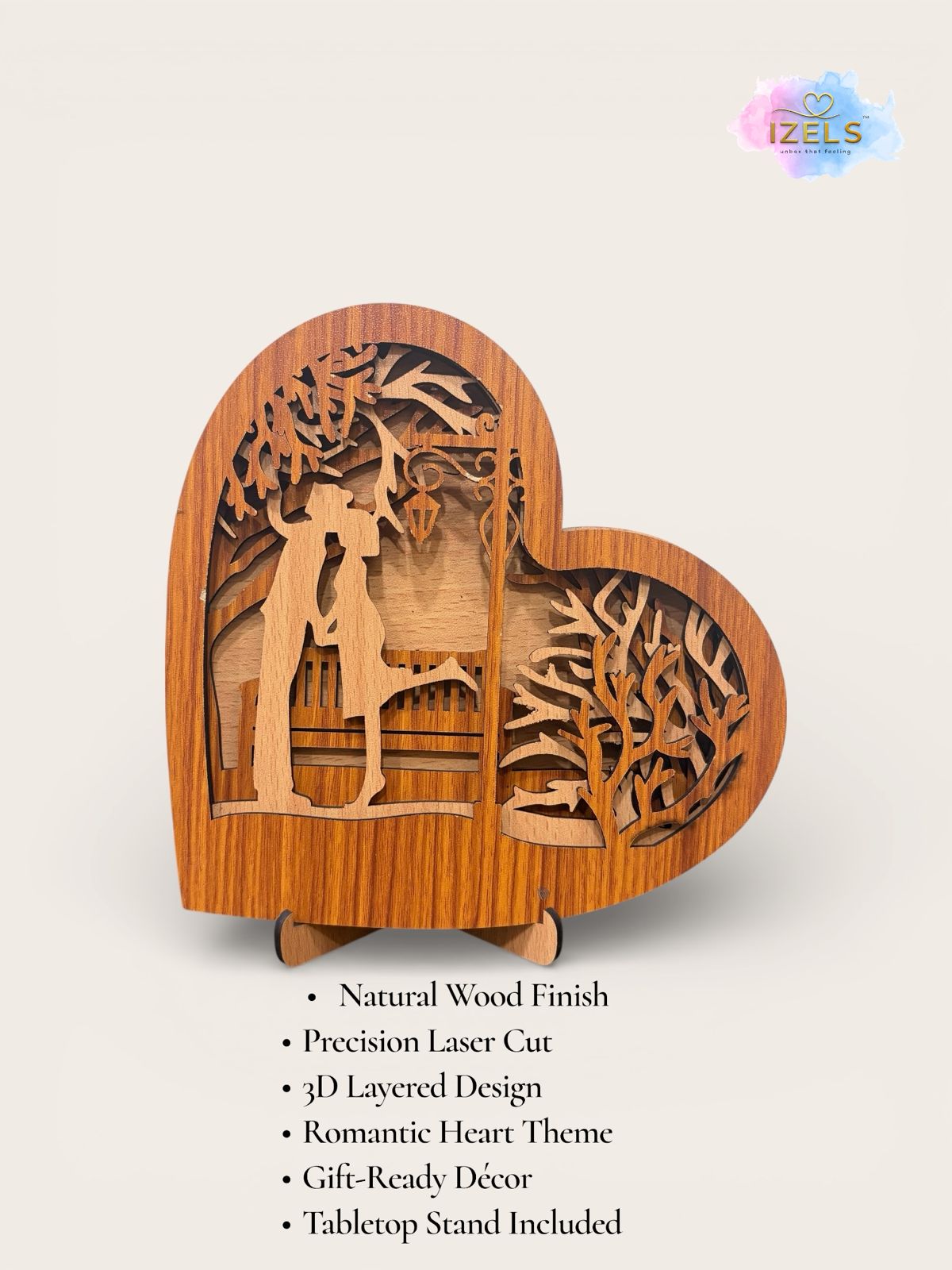 Wooden Heart Silhouette Table Décor - 2